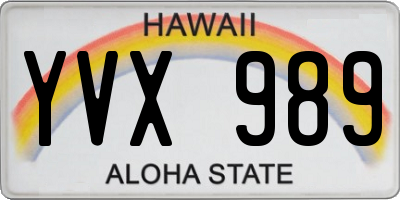 HI license plate YVX989