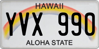 HI license plate YVX990