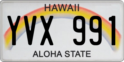 HI license plate YVX991
