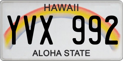 HI license plate YVX992