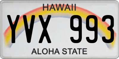 HI license plate YVX993