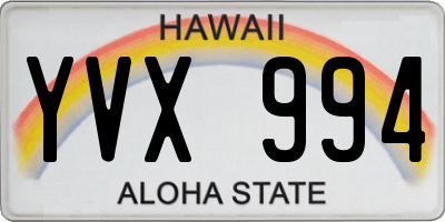 HI license plate YVX994