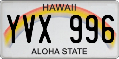 HI license plate YVX996
