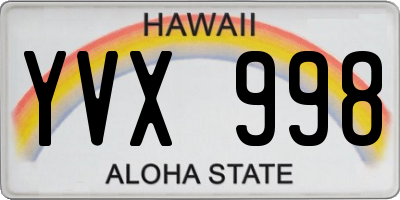HI license plate YVX998