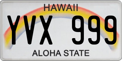 HI license plate YVX999