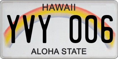 HI license plate YVY006