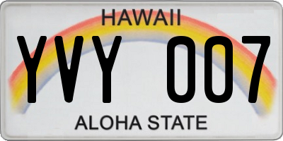 HI license plate YVY007
