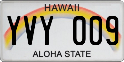 HI license plate YVY009