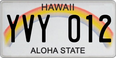HI license plate YVY012