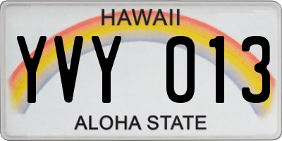 HI license plate YVY013