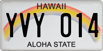 HI license plate YVY014
