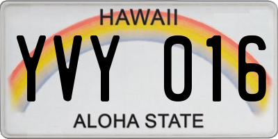 HI license plate YVY016