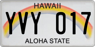 HI license plate YVY017