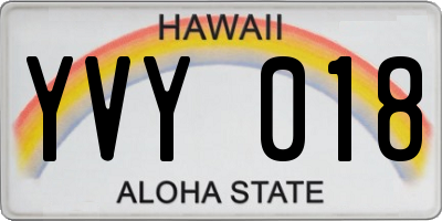 HI license plate YVY018