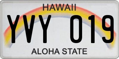 HI license plate YVY019