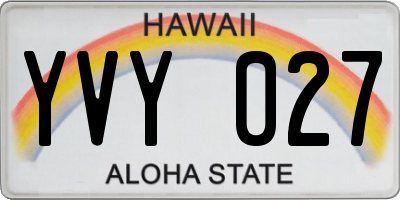 HI license plate YVY027
