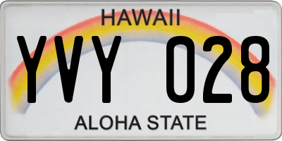 HI license plate YVY028