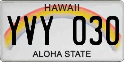 HI license plate YVY030
