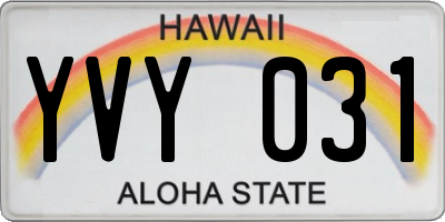 HI license plate YVY031