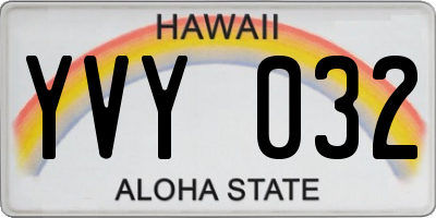 HI license plate YVY032