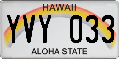 HI license plate YVY033