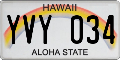 HI license plate YVY034
