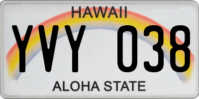 HI license plate YVY038