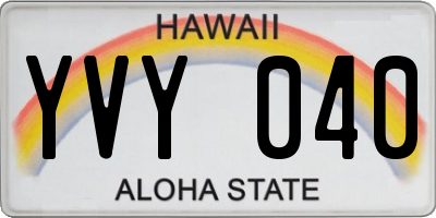 HI license plate YVY040