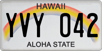 HI license plate YVY042