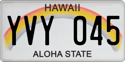 HI license plate YVY045