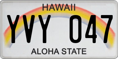 HI license plate YVY047