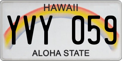 HI license plate YVY059