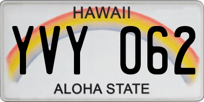 HI license plate YVY062
