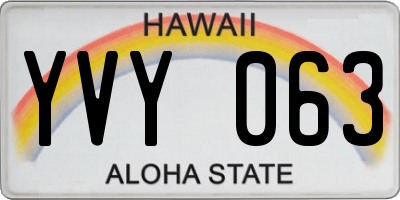HI license plate YVY063