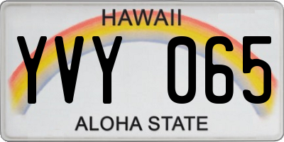 HI license plate YVY065