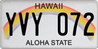 HI license plate YVY072