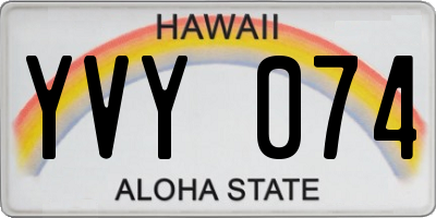 HI license plate YVY074