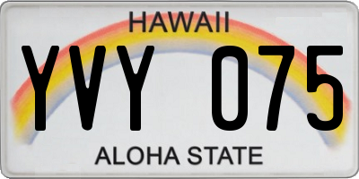 HI license plate YVY075