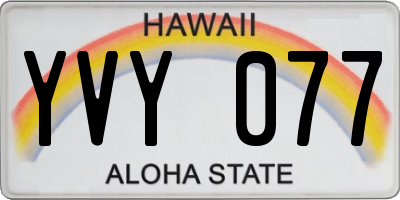 HI license plate YVY077