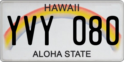 HI license plate YVY080