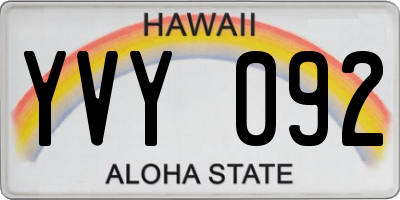 HI license plate YVY092