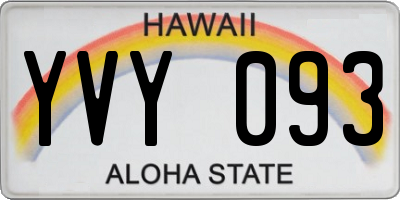 HI license plate YVY093