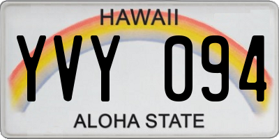 HI license plate YVY094