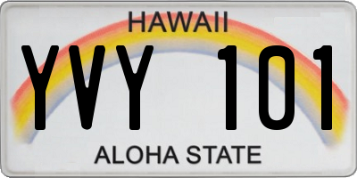 HI license plate YVY101