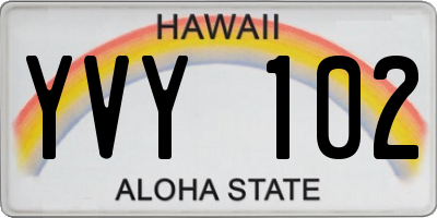 HI license plate YVY102