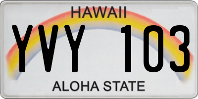 HI license plate YVY103