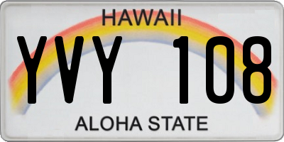 HI license plate YVY108