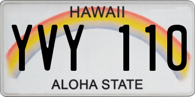 HI license plate YVY110