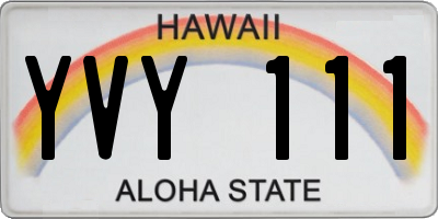 HI license plate YVY111