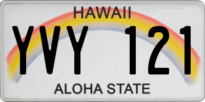 HI license plate YVY121